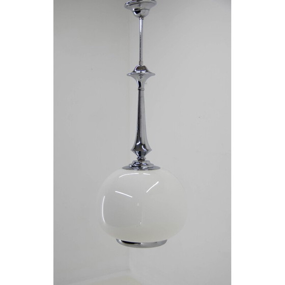 Image 1 of Vintage Art Deco hanger van geblazen glas en chroom, 1940