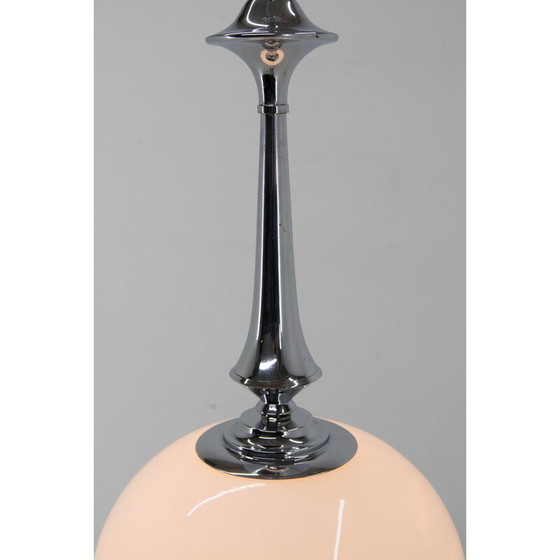 Image 1 of Vintage Art Deco hanger van geblazen glas en chroom, 1940