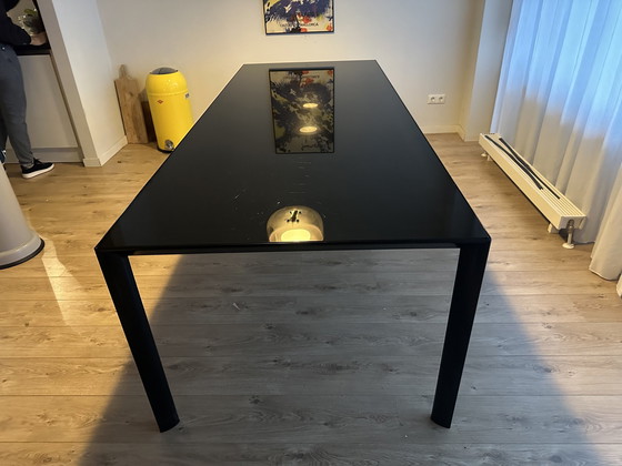 Image 1 of Glazen Tafel Met Stalen Frame