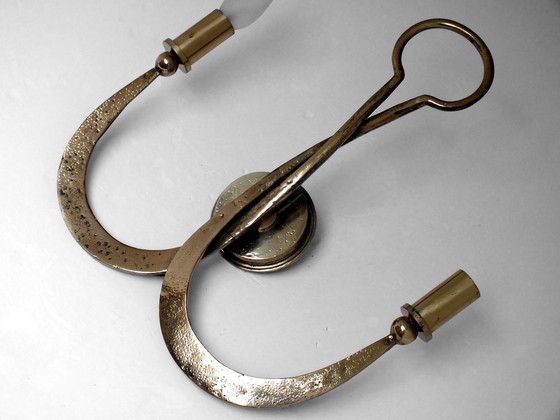 Image 1 of Toegeschreven aan Ciani Florence Atelier Productie Toegeschreven Jaren 80' Stijlvolle Wandlamp In Messing & Brons