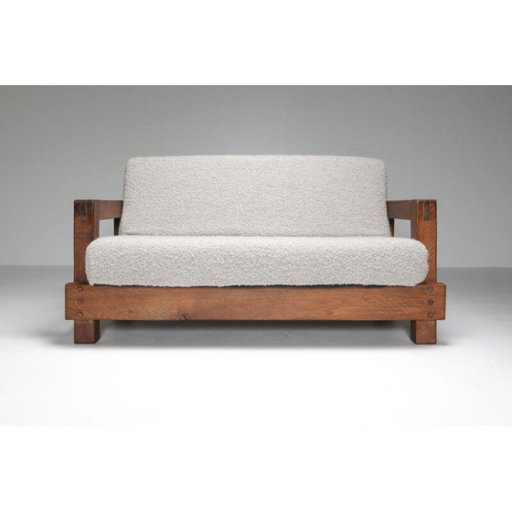 Image 1 of Vintage Rustieke 2-plaats Primitieve Sofa in Bouclé 1960