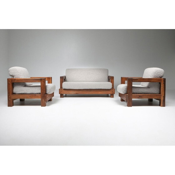 Image 1 of Vintage Rustieke 2-plaats Primitieve Sofa in Bouclé 1960