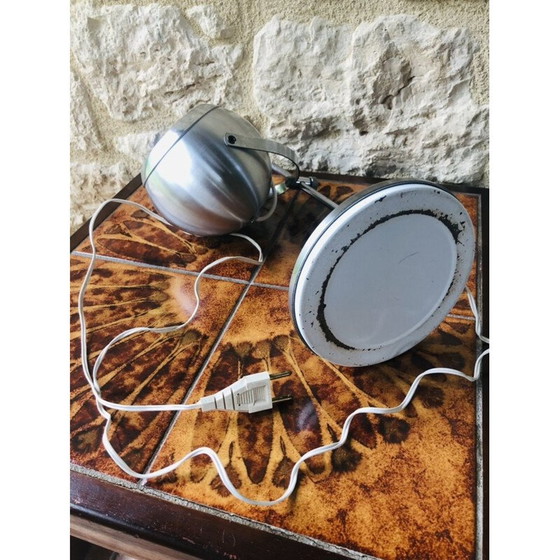 Image 1 of Vintage geborsteld metalen oogbol lamp, 1970