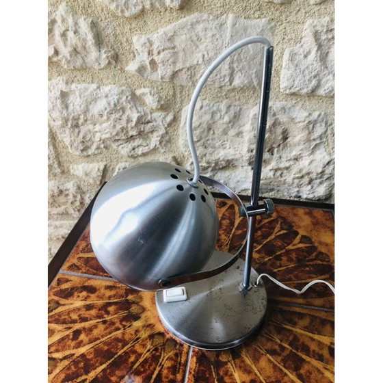 Image 1 of Vintage geborsteld metalen oogbol lamp, 1970