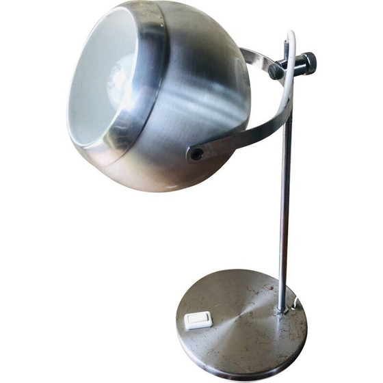 Image 1 of Vintage geborsteld metalen oogbol lamp, 1970