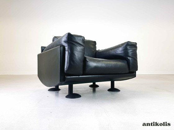 Image 1 of Originele Meritalia fauteuil Afra & Tobia Scarpa leer zwart jaren 1980