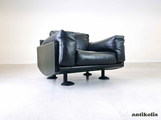 Image 1 of Originele Meritalia fauteuil Afra & Tobia Scarpa leer zwart jaren 1980