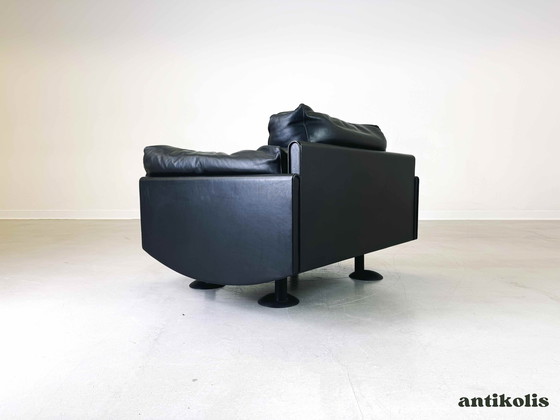 Image 1 of Originele Meritalia fauteuil Afra & Tobia Scarpa leer zwart jaren 1980