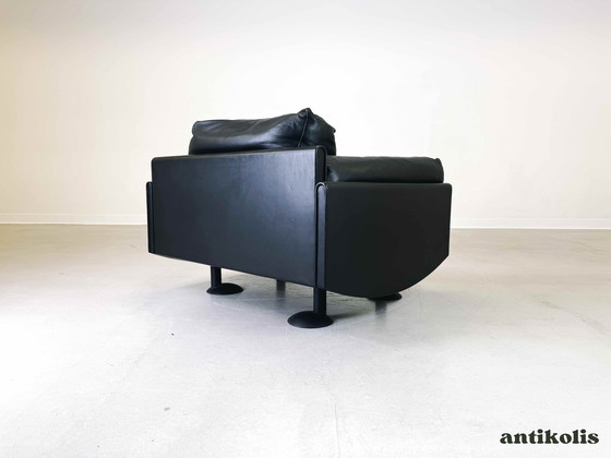 Image 1 of Originele Meritalia fauteuil Afra & Tobia Scarpa leer zwart jaren 1980