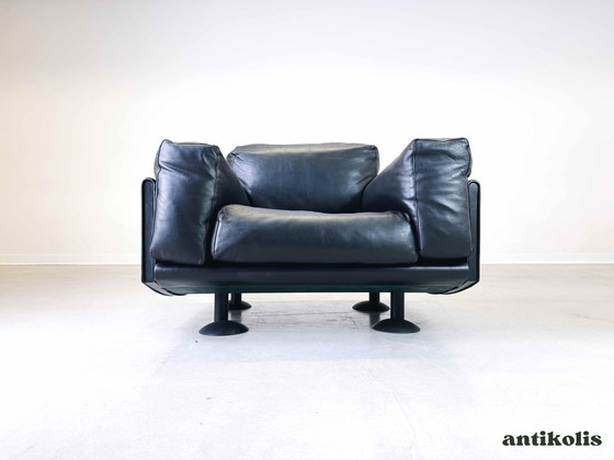 Image 1 of Originele Meritalia fauteuil Afra & Tobia Scarpa leer zwart jaren 1980