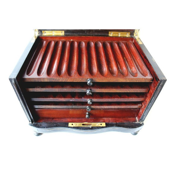 Image 1 of Vintage sigarendoos in gezwart perenhout