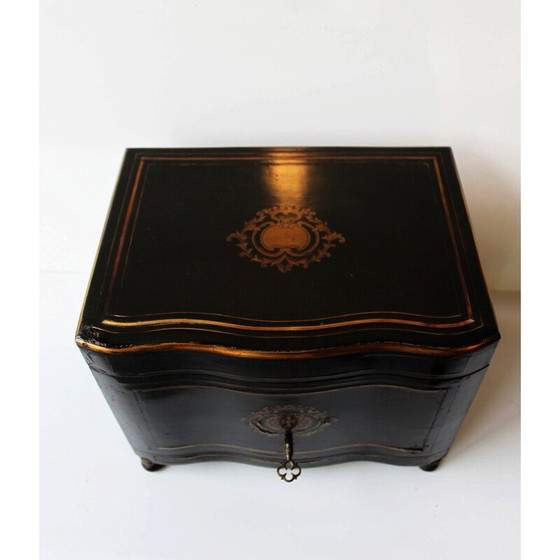 Image 1 of Vintage sigarendoos in gezwart perenhout