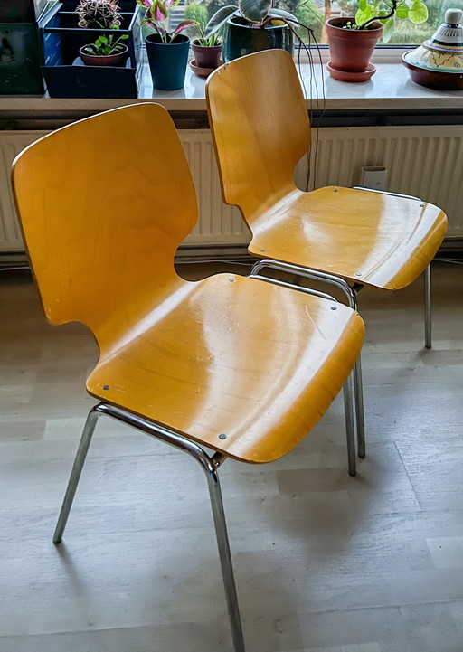 8x Kusch Co Vintage School Stoelen