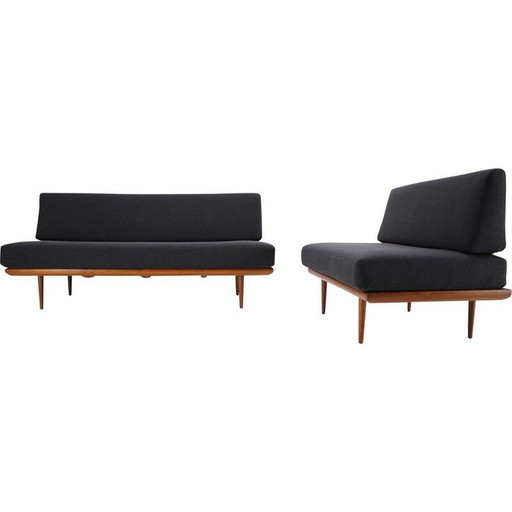 Paar mid century teakhouten Deense banken voor Fredericia Stolefabrik - jaren 1960