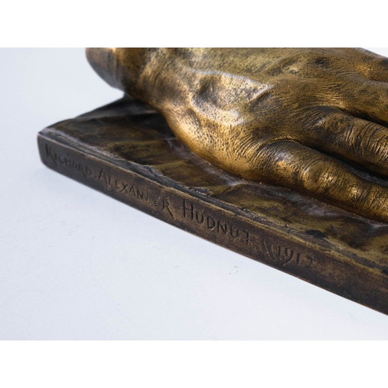 Image 1 of Frans vintage gegoten bronzen handsculptuur door Richard Hudnut voor Montagutelli Frères, 1912