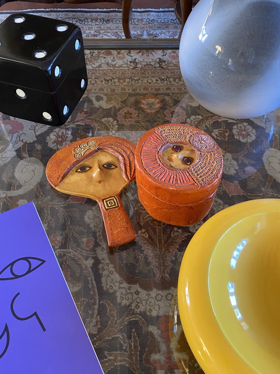 Image 1 of Mid Century Eclectische Papier-Mâché kapspiegel en juwelendoos, Paul Larsen, Denemarken 1956