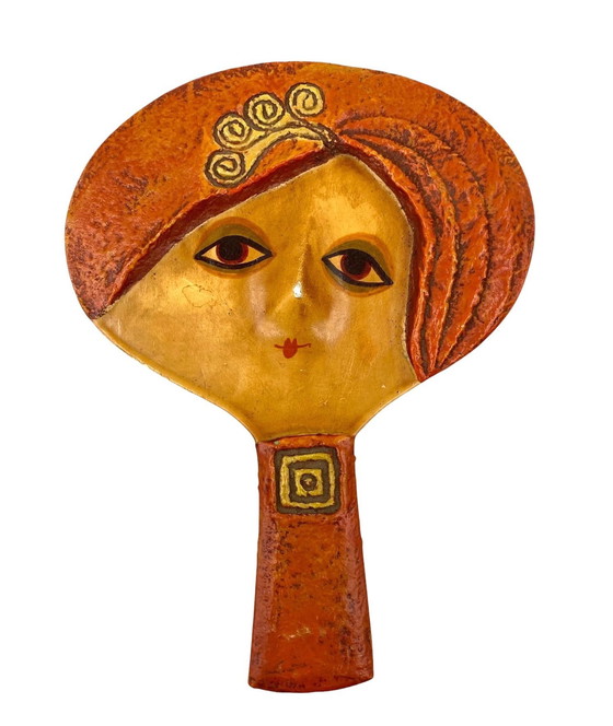 Image 1 of Mid Century Eclectische Papier-Mâché kapspiegel en juwelendoos, Paul Larsen, Denemarken 1956