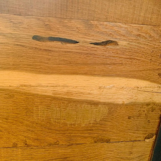 Image 1 of Vintage eikenhouten en metalen werktafel