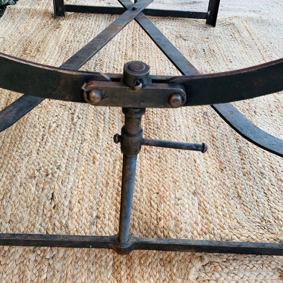 Image 1 of Vintage eikenhouten en metalen werktafel