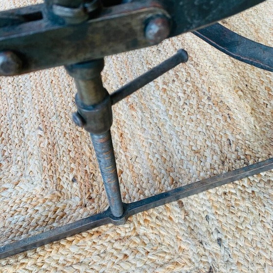 Image 1 of Vintage eikenhouten en metalen werktafel