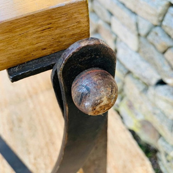 Image 1 of Vintage eikenhouten en metalen werktafel