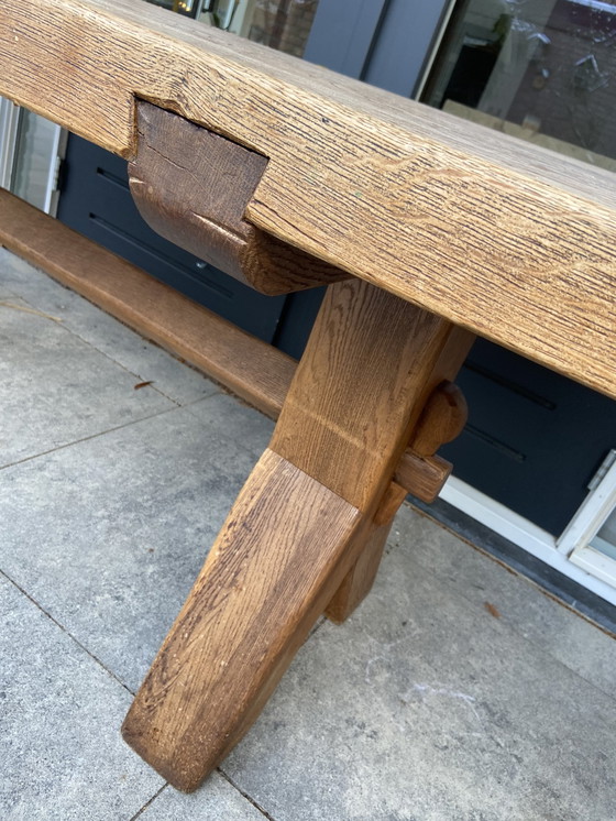 Image 1 of Vintage solid Oak Trestle Dining Table