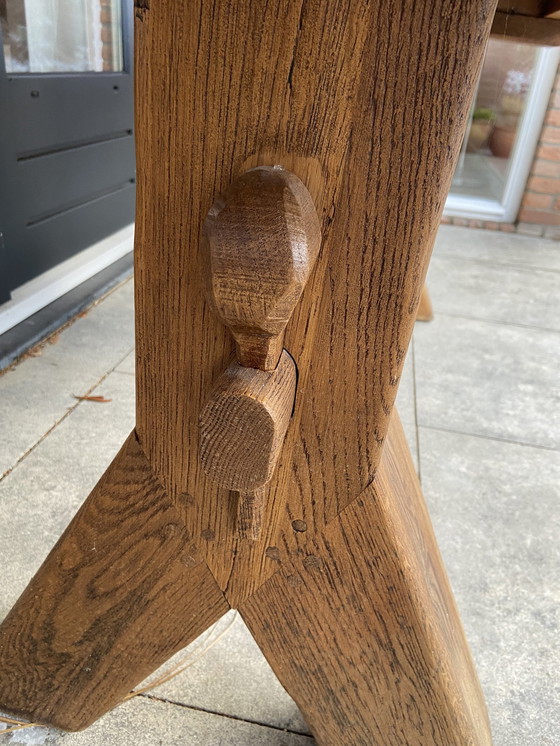 Image 1 of Vintage solid Oak Trestle Dining Table