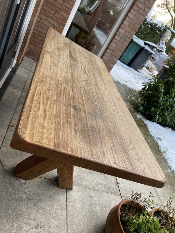 Image 1 of Vintage solid Oak Trestle Dining Table