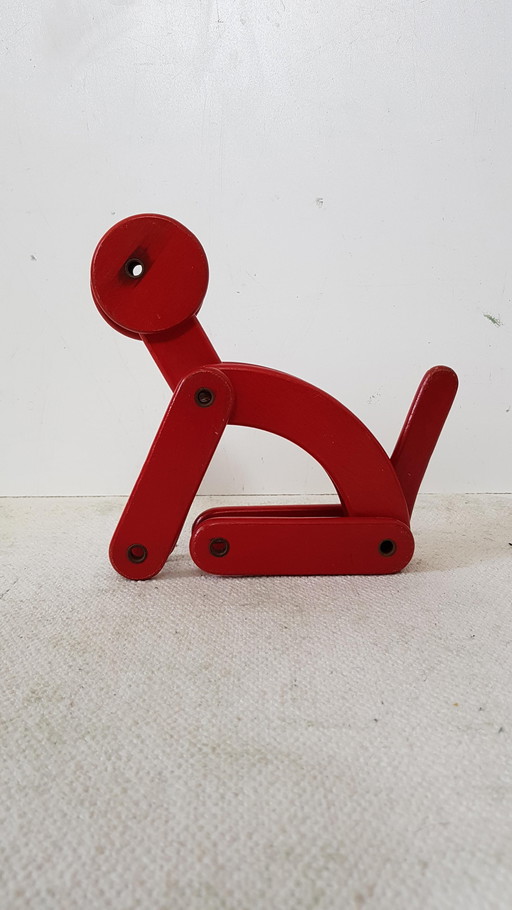 Vintage opvouwbaar houten hondje