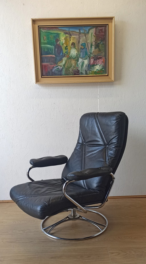 Scandinavische design leren fauteuil 70S.