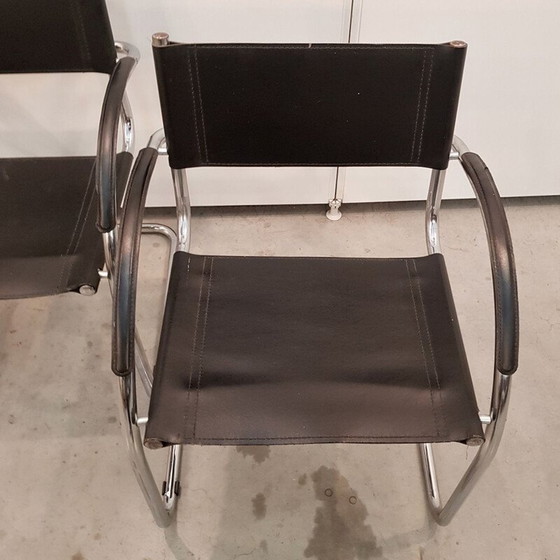Image 1 of Set van 4 vintage zwarte Mart Stam fauteuils