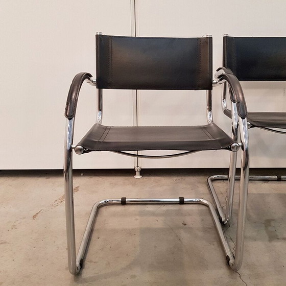 Image 1 of Set van 4 vintage zwarte Mart Stam fauteuils