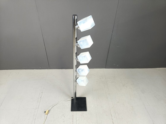 Image 1 of Vintage glazen kubus vloerlamp, 1970