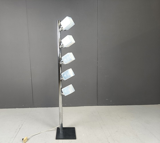 Image 1 of Vintage glazen kubus vloerlamp, 1970