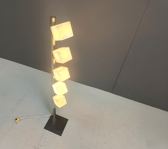 Image 1 of Vintage glazen kubus vloerlamp, 1970