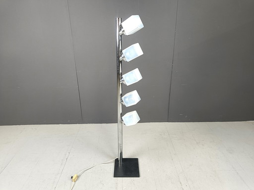 Vintage glazen kubus vloerlamp, 1970