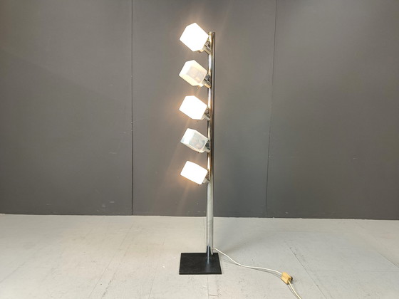 Image 1 of Vintage glazen kubus vloerlamp, 1970