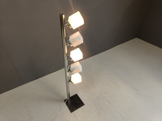 Image 1 of Vintage glazen kubus vloerlamp, 1970