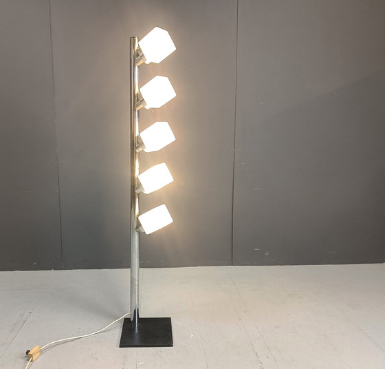 Image 1 of Vintage glazen kubus vloerlamp, 1970