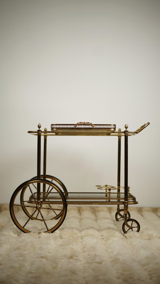 Antieke Messing Bar Cart Serveertrolley 