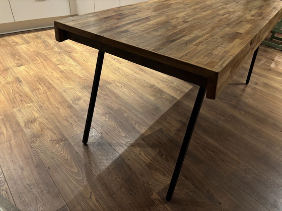 Image 1 of Houten Tafel, Industriële Stijl 160X75Cm