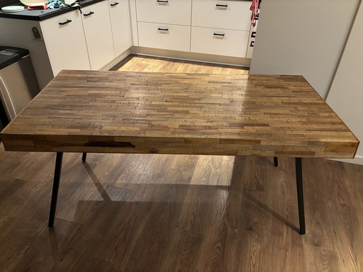 Houten Tafel, Industriële Stijl 160X75Cm