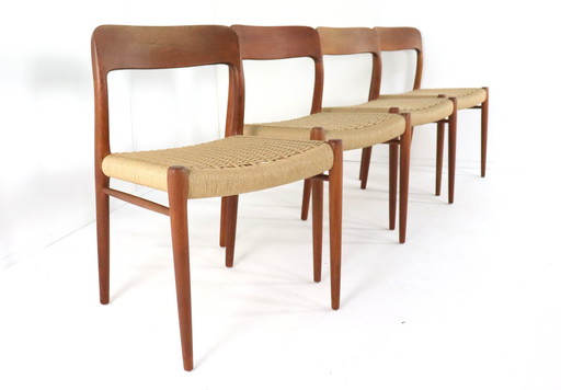 4X Niels O Möller Model 75 Stoelen Opnieuw Gemat Vintage