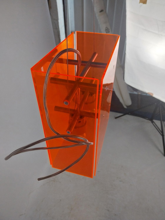 Image 1 of 10 X Dark Bridge Oranje Plexiglas Lampen  1990'S