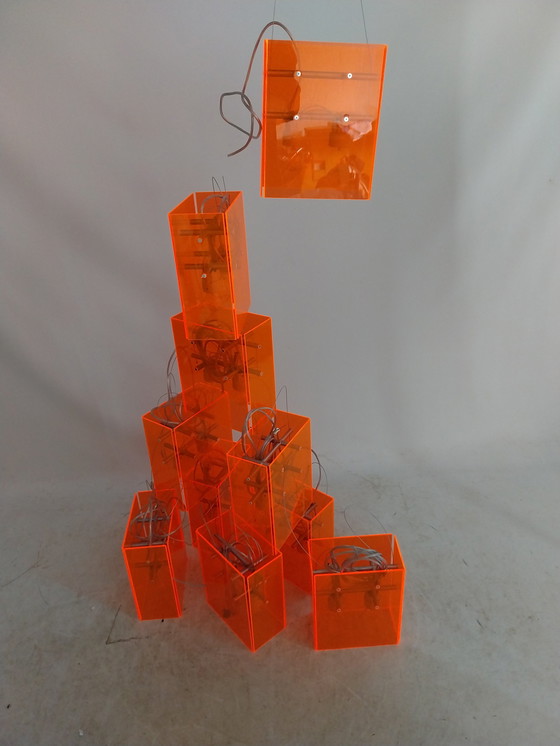 Image 1 of 10 X Dark Bridge Oranje Plexiglas Lampen  1990'S