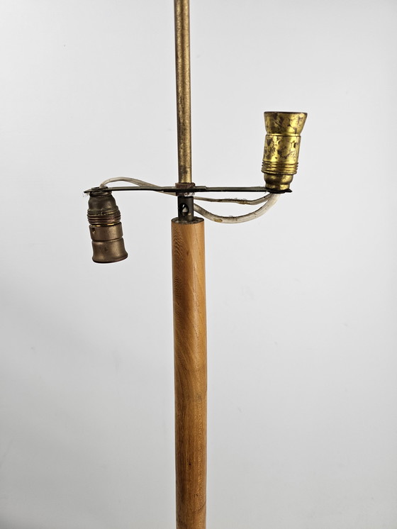 Image 1 of Vloerlamp Met Driepoot En Hoge Kap Met Plantenmotief