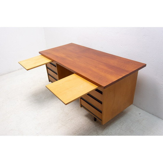 Image 1 of Vintage bureau in beuken, ijzer en kunststof, Tsjecho-Slowakije 1970