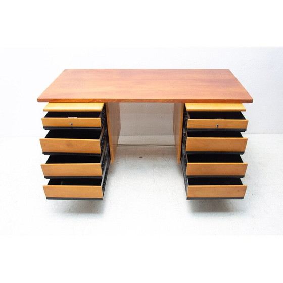 Image 1 of Vintage bureau in beuken, ijzer en kunststof, Tsjecho-Slowakije 1970