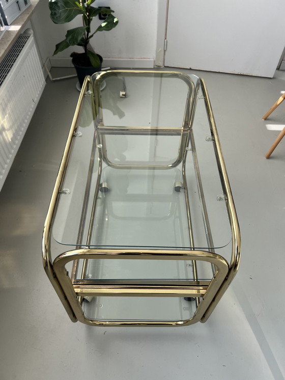 Image 1 of Vintage glazen en metalen barkar 80'S