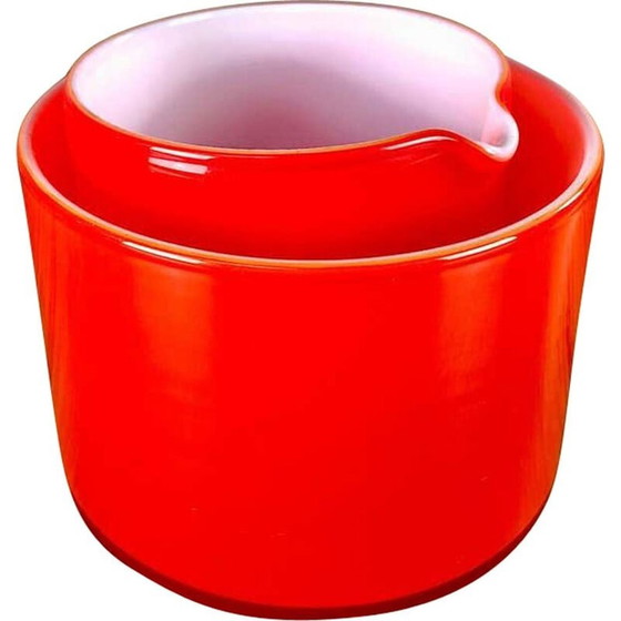 Image 1 of Vintage creamers en suikerpotten in rood glas van Michael Bang, Denemarken 1970